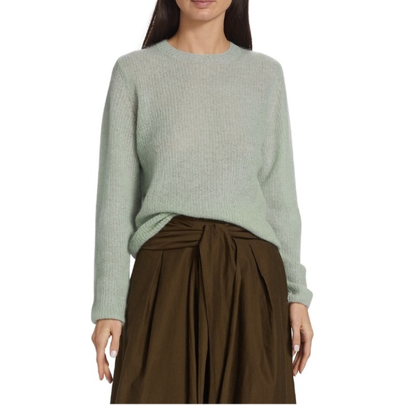 COPY - Vince Brushed Cashmere Wool Blend Crewneck Sweater in Mint Glass - Picture 2 of 13